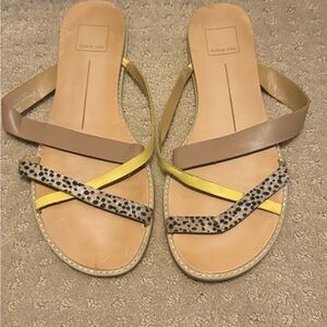 Dolce Vita Yellow and Tan Strappy Sandals